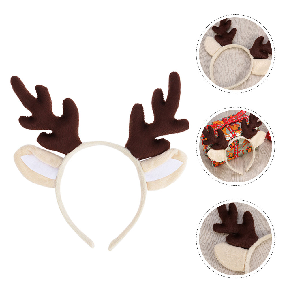 Reindeer Antlers Headband - 3 ชิ้น ที่คาดผมเขากวางเรนเดียร์ เครื่องประดับศีรษะคริสต์มาส ผ้าเนื้อนุ่ม ปรับได้